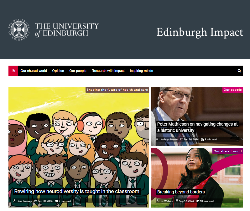 screenshot from Edinburgh Impact website of drawn image of group of children