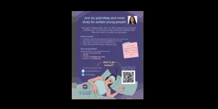 Poster for sleep and mood study with image of sleeping person and photo of researcher