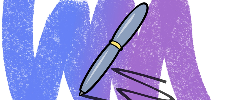 Cartoon pen with a scribble