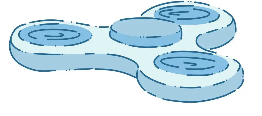 An illustrated fidget spinner (blue).