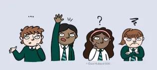 picture of school children looking confused