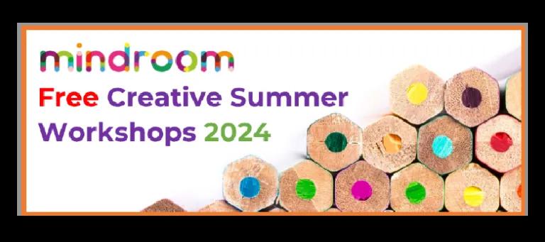 Image of pencils with advert for Mindroom free creative workshops