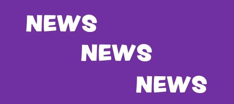 A purple box that says "news news news"