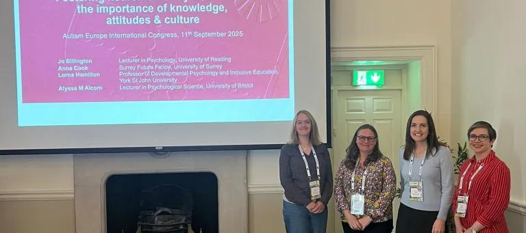 Jo Billington, Anna Cook, Lorna Hamilton and Alyssa Alcorn at the Autism Europe Conferencee 