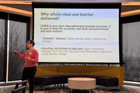 Photo of Dr Alcorn delivering LEANS keynote