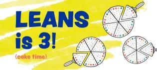 LEANS is 3 beside drawing of pizza slices